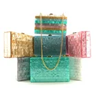 Purse Fashion Women's Luxury Acrylic Colorful Clutch Bag Wedding Handbag Purse With Shoulder Chain