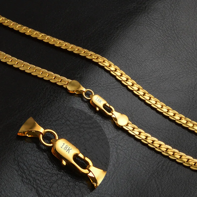 5X Wholesale Making Jewelry 18K Gold Filled Flat Curb Necklaces Chains Pendants 