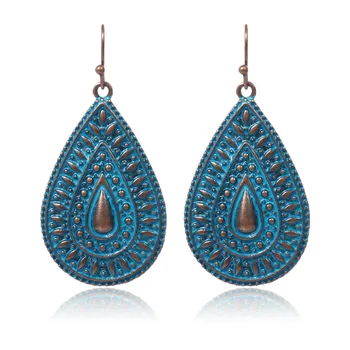 QIHE Ethnic turkey blue water drops earrings vintage earings