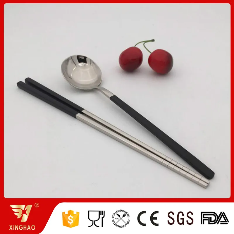 Travel Portable Stainless Steel Spoon Chopsticks 2 in 1 Tableware Set For Plastic Bag