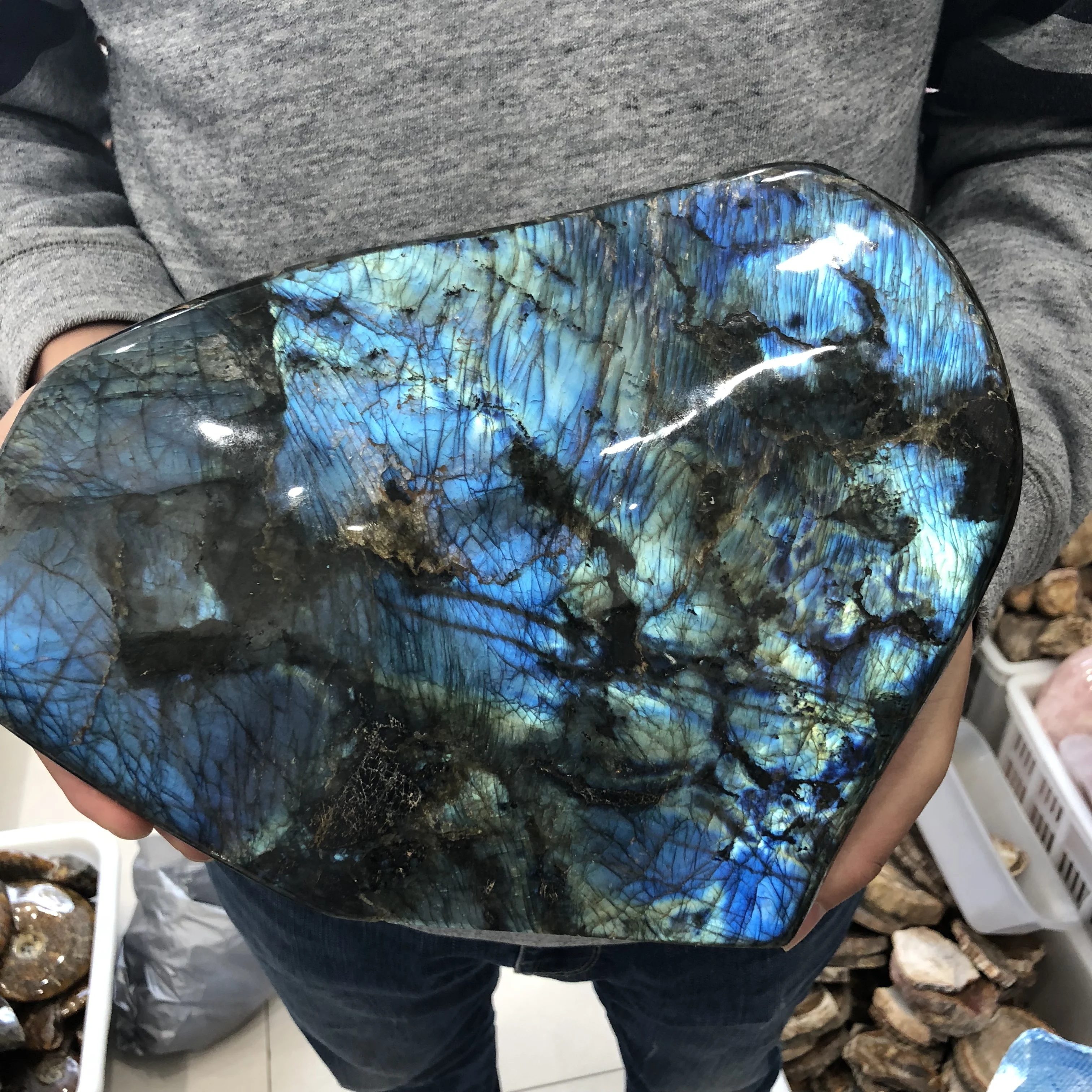 63x43 mm #A1576 Natural  Malti Labradorite Cabochon Top Quality Blue Labradorite Gemstone Hand polished Loose stone 127 cts