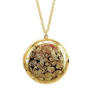 2018 Can Put Photo Locket Pendant Necklace Openable Round Shape Box Choker Photo Frame Necklace Jewelry For Women