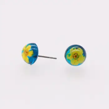 yellow flower clear blue Stud Earring with Wedding Earrings for Women