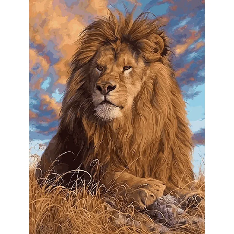 Frameless Colorful Lion Animals Abstract Painting Diy Digital Painting By Numbers Modern Wall Art Picture For Home Wall Artwork-99025-40x50cm Diy Frame Paint Number Oil Painting Sets