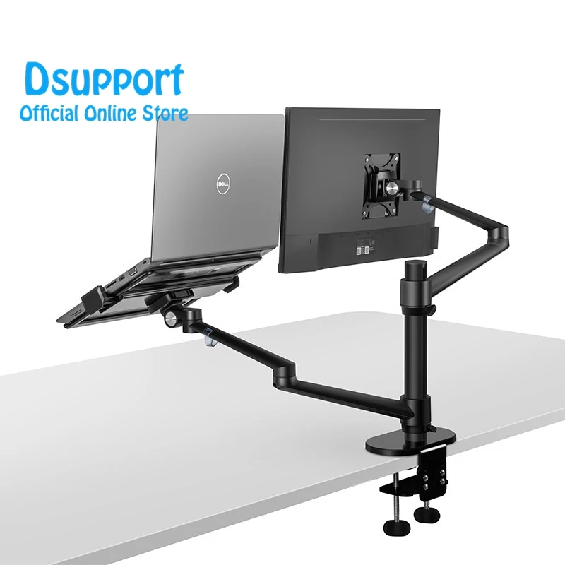 Holder/Stand for Desk/Workstation Hold Upto 17.3 inch Laptop MagicHold Doubled arm 360º Rotating Double Laptop / Monitor Upto 27 inch 10-17.3 inch
