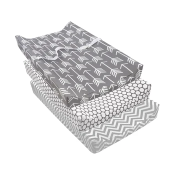 Baby grey changing pad cover soft cotton baby portable diaper changing pad travel changing pad with waterproof cover
