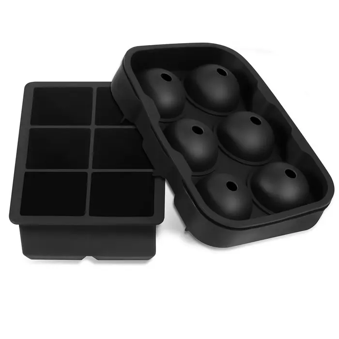 BPA Free Silicone Ice Ball Maker Mold Set 6-sphere Silicone Ice Ball and 6-square Silicone Ice Tray