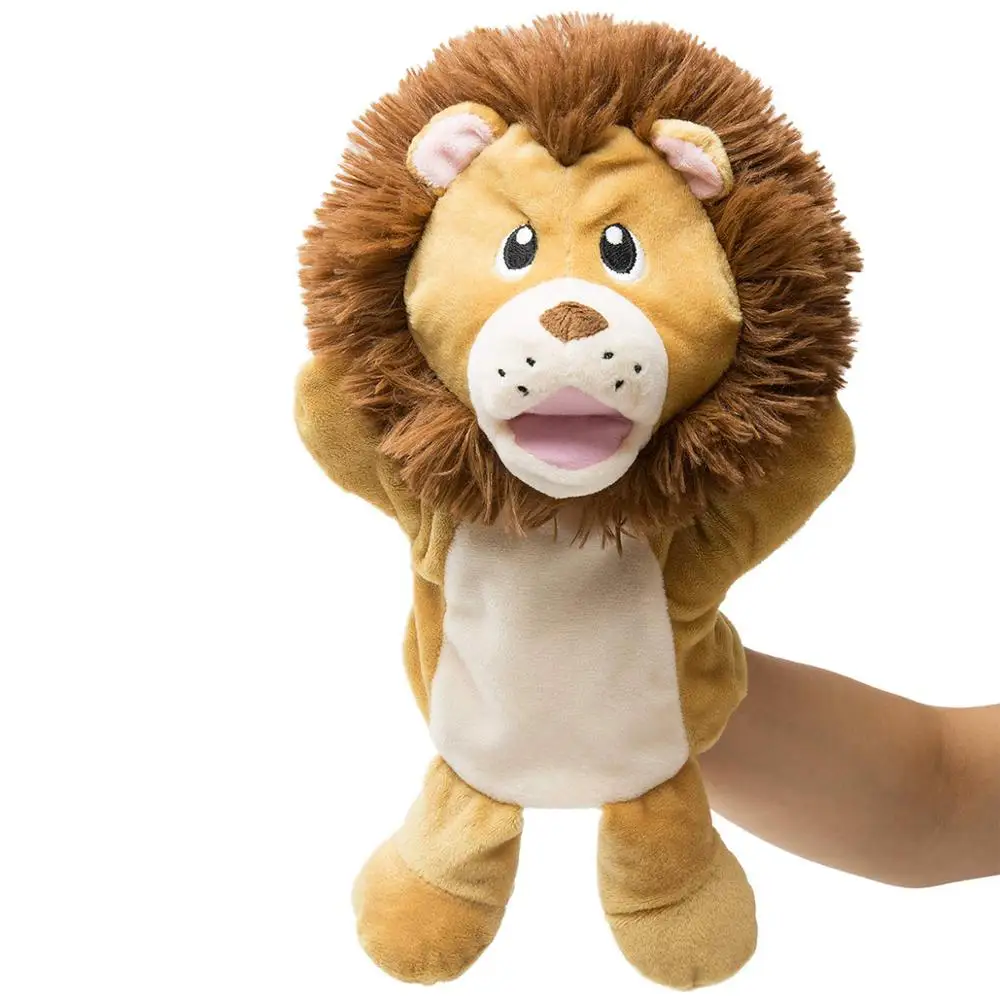 Zerodis Lion Hand Puppet Toys Simulación Animal Shaped Hand Doll Toy Puppet Hand Lion Role Play Props Juguetes para niños 