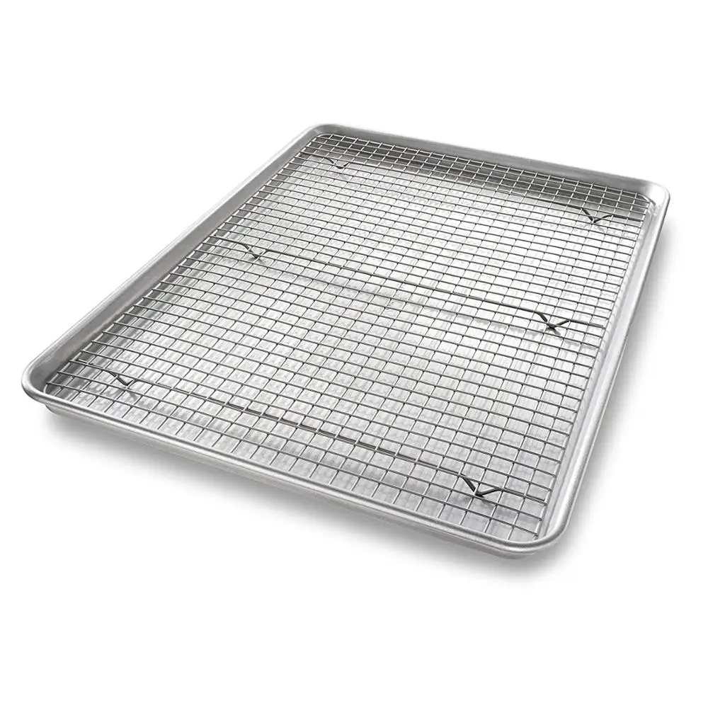 Disumos Baking Sheet with Rack Set Stainless Steel Baking Pan and Cooling Rack Rectangle Baking Pans Tray Sheet with Cooling Rack 2 Sheets + 2 Racks Pack of 4 