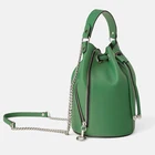 custom faux pebble leather green ladies crossbody sling bag women bucket drawstring handbag