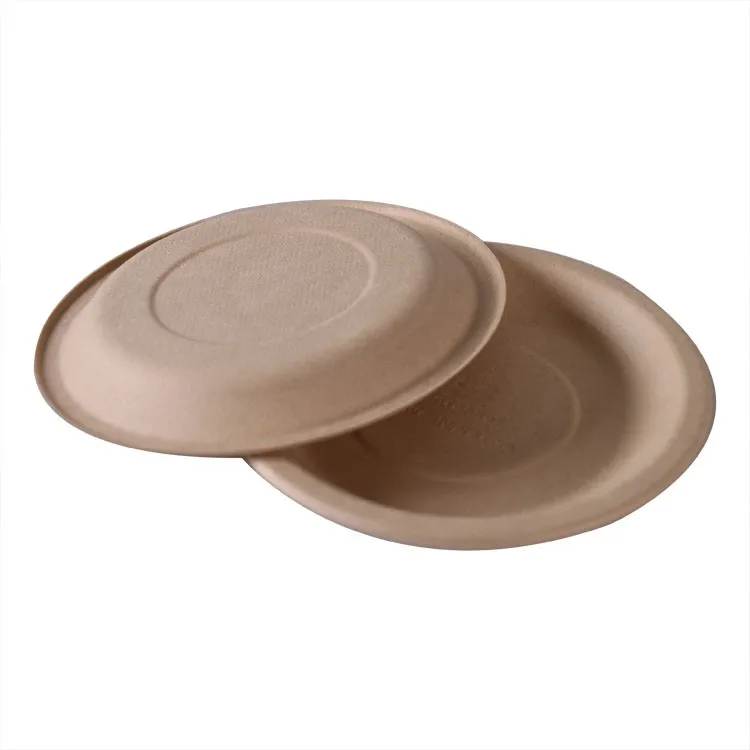 6 inch plate disposable round biodegradable bamboo pulp paper