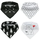 100% Cotton Baby Bib HappyFlute Unisex 4 Pack Absorbent 100% Cotton Baby Bandana Drool Bibs Baby Bibs