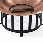 Fire Black COPPER BOWL FIRE PIT WITH BLACK STEEL FRAME POKER AND SPARK SCREEN