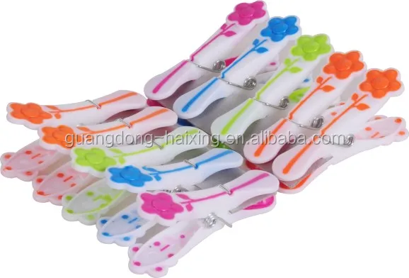 Haixing Flower-shape plastic clothes clips 10pcs set PP decor small clothespins