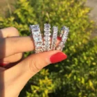 Zircon Ring Silver Custom Color Wholesale Clear White Zircon Silver Plated Baguette Cz Ring For Women
