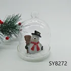 New Table Decoration 2020 New Arrival Handpainted Resin Snowman Clear Glass Dome Christmas Home Table Decoration