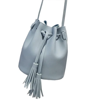 Fashion Handbags 2019 Female New Bag Korean Style Tassel Drawstring Bucket Bag Soft PU Cheap Shoulder Bag For Woman