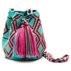 Style Women Women Crochet Shoulder Bag Crochet Style Round Handmade Women Shoulder Wayuu Mochila Bag