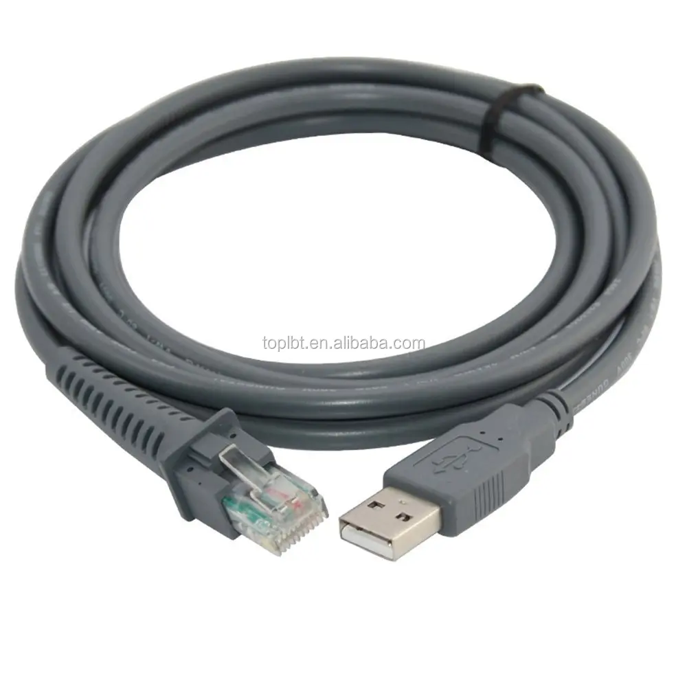 Motorola Symbol LS2208 LS4208 DS9208 Barcode Scanner USB to RJ45 Coiled Cable 3m