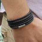 Leather Bracelet Vintage Leatherleatherleather Factory Wholesale Spot Sales Men Women Punk Charm Leather Bracelet Hand-knitted 5-layer Wrap Vintage Fashion Bangle Lowest Price