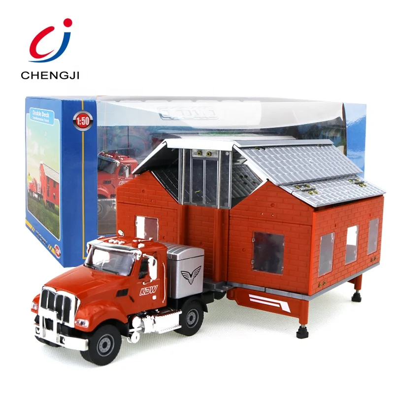 Chengji Custom miniature metal deformation slide diecast truck model 1:50 container truck diecast kids toy container truck