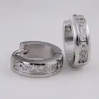 Black Cubic Zirconia 316L Stainless Steel Women Men 14K Gold Black Small Cubic Zirconia Hoop Earrings