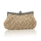 Clutch Classic Satin Pleated Women Evening Clutch Bag With Metal Frame