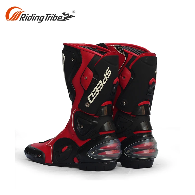 red motorbike boots