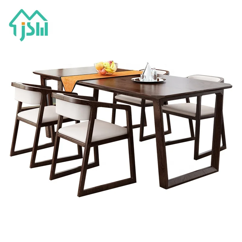 Jasiway Nordic Style Home Furniture Modern Dining Room Sets 6 Chairs Wooden Dining Table