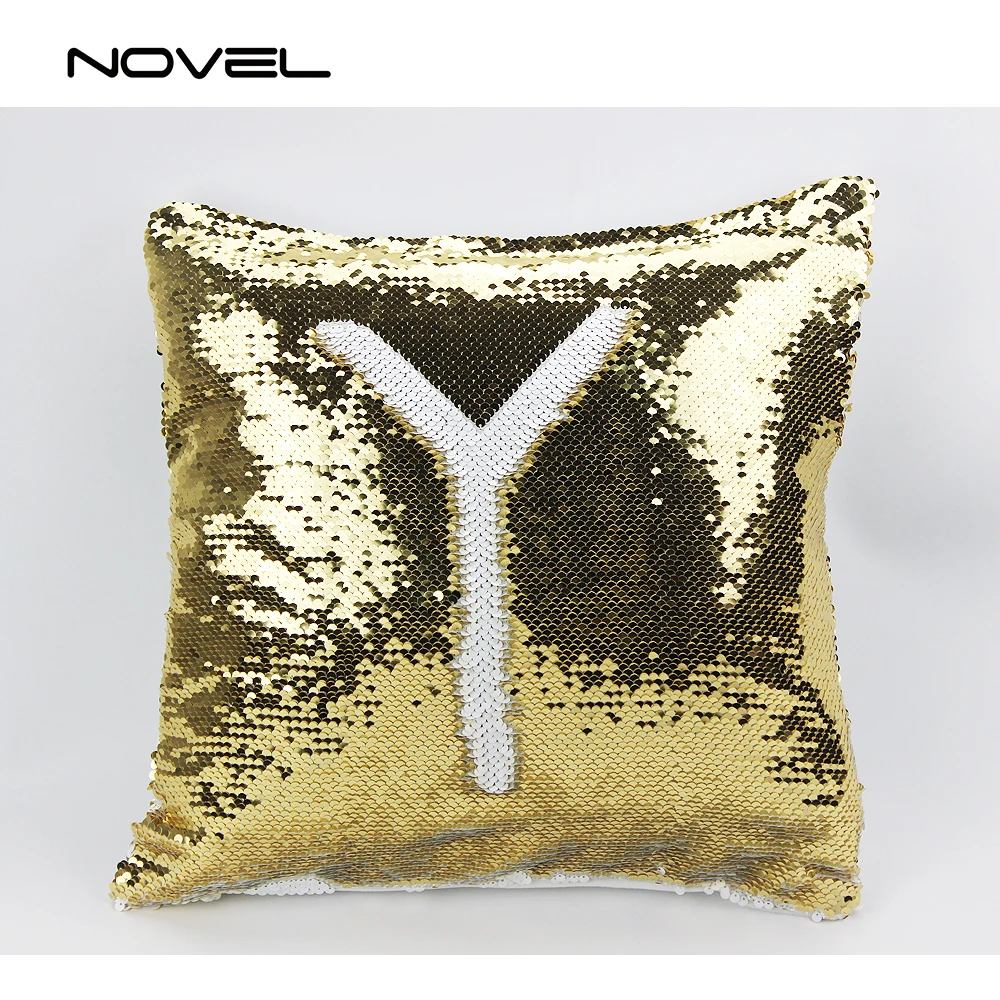 printed sequin pillow