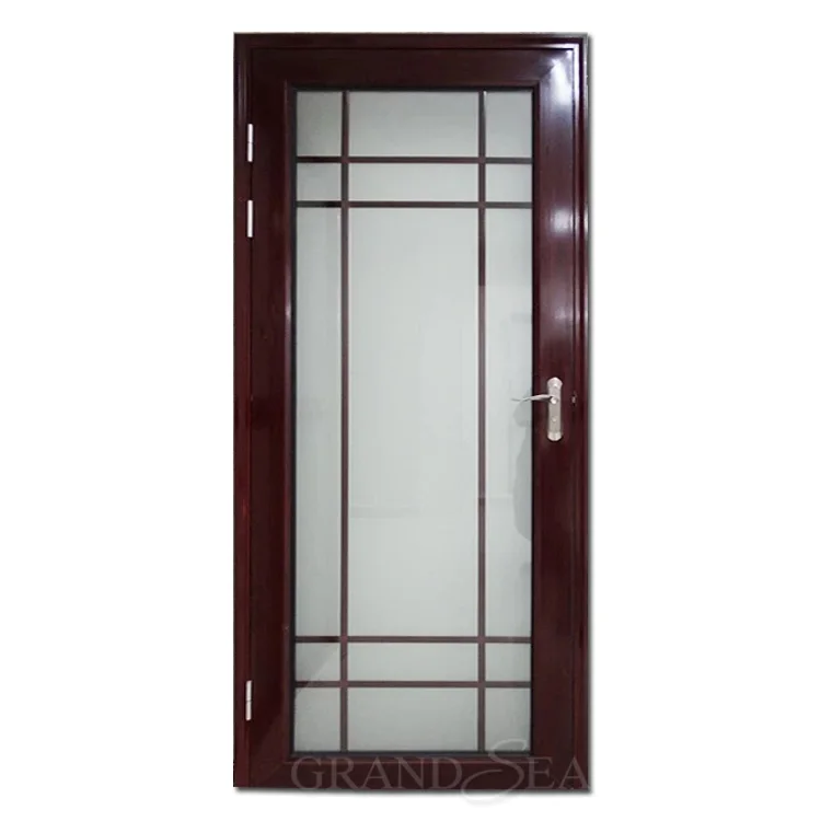 Simple Chinese design brown aluminum indoor bathroom swing glass door price in morocco