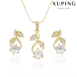 63836 China Xuping Manufacture ladies jewellery, Fashion jewellery sets, Wholesale 14k gold plated jewelry set