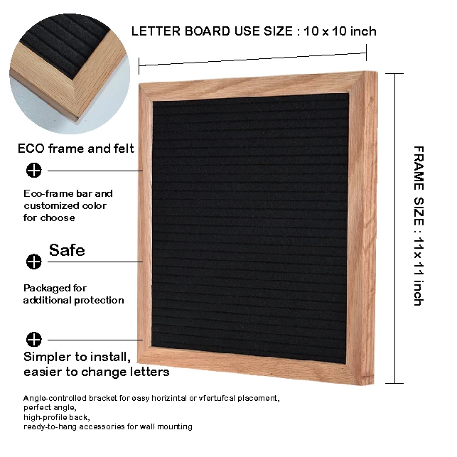 Black Felt Letter Boards 12 X 12 Wood Frame with Letters and Numbers 