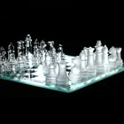 Checker Black White Chess Board Set Glass Chess Set Elegant Glass Pieces And Checker Board Game Black White Frosted NEW