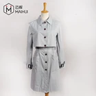 Coat Down Coat Wholesale Clak Style For 2019SS Lady Sweet Blue Color Adjust Waisted Trench Coat