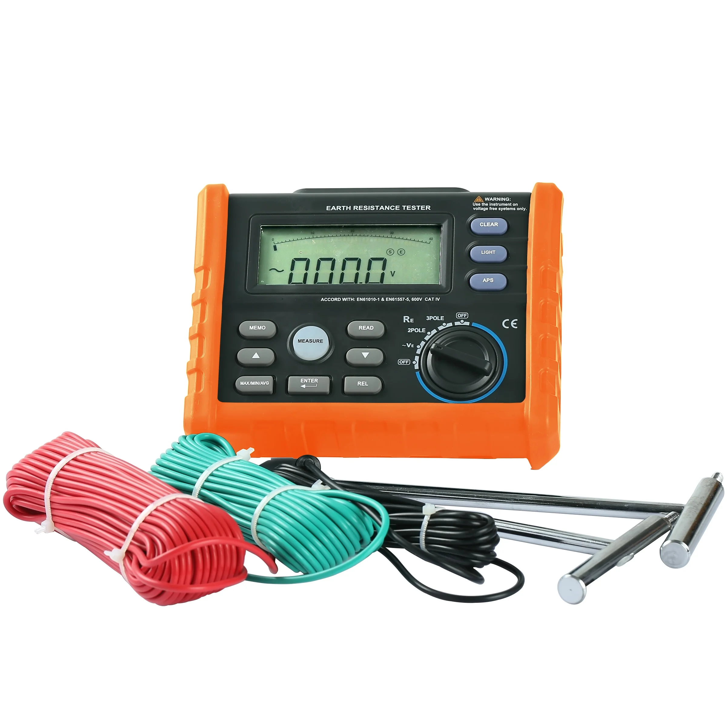 Digital Earth Ground Resistance Voltage Meter Tester 0-4K ohm 50V AC MS2302 