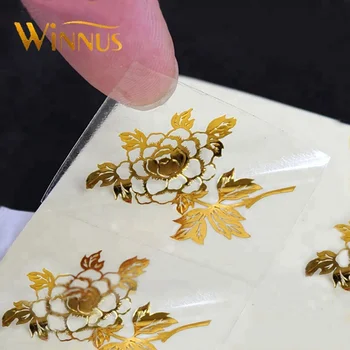 custom logo barcode print die cut self adhesive plastic transparent pvc stickers sheet hot stamping gold foil clear sticker