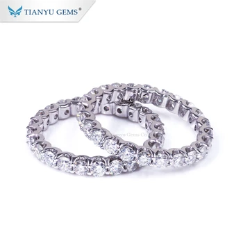 Tianyu gems 14k/18k white gold wedding band 2.5mm white moissanite diamond ring