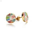 Fashion Women Jewelry Gold Plated Custom Stud Enamel Earrings