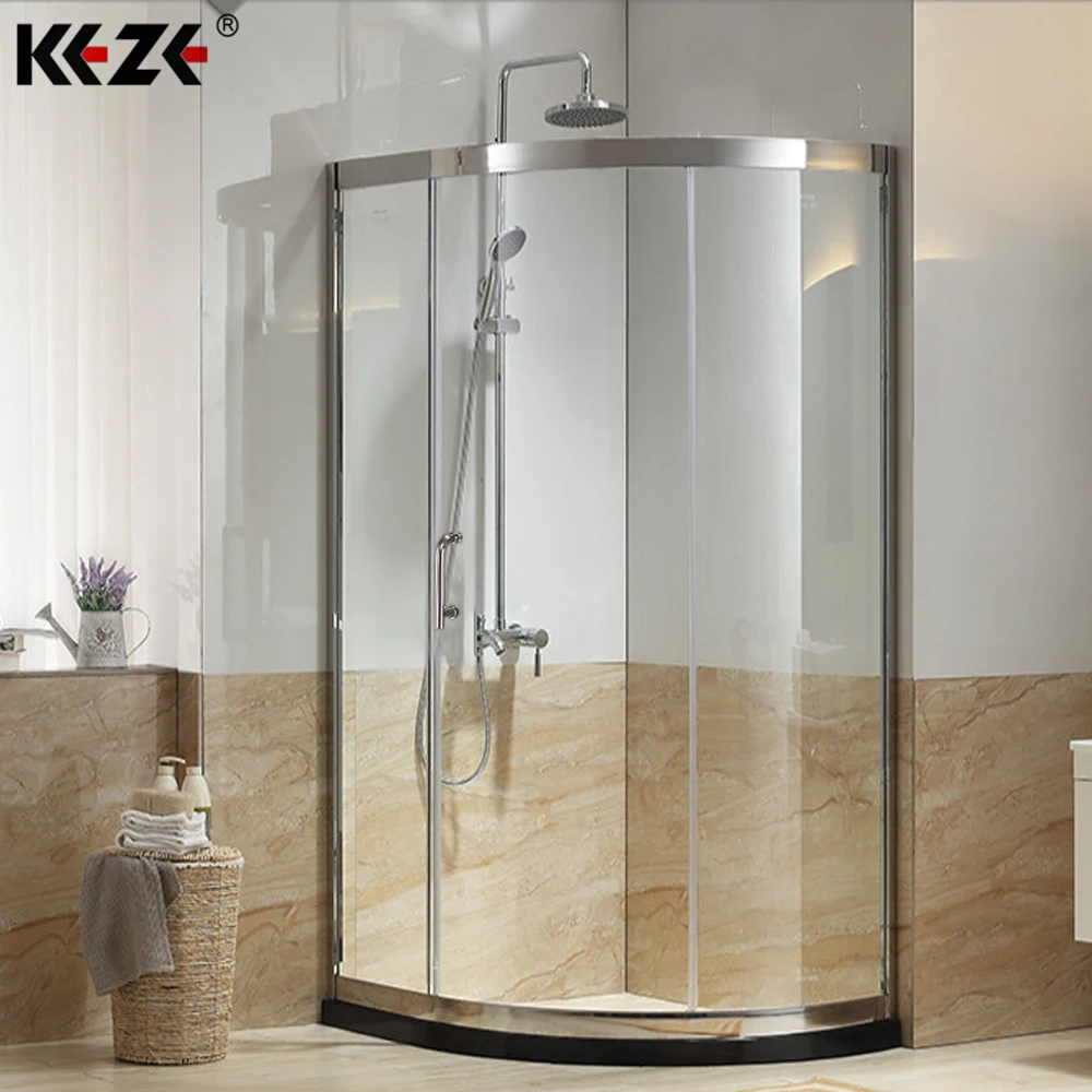 Temporary Curved Round 2 Fixed 1 Open Continuous Hinge Glass Shower Door  From Top To Bottom For Corner Shower - Buy 2 Fixed 1 Open Shower Door,Shower  Door From Top To Bottom,Sliding