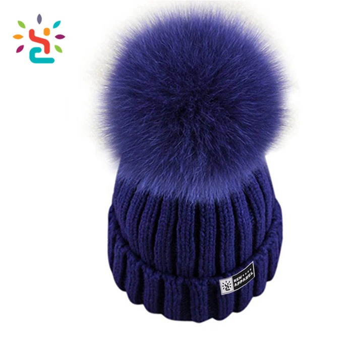 Detachable Fur Balls Slouch Cap 
