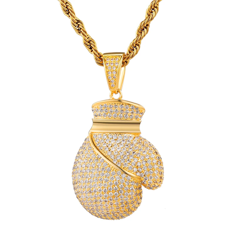 Bling Boxing Gloves Pendant Necklace 