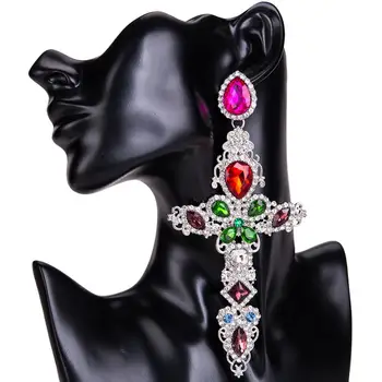 Big Cross Earrings For Women Large statement Earrings crystal dangle earrings rhinestone trending jewelry 2020