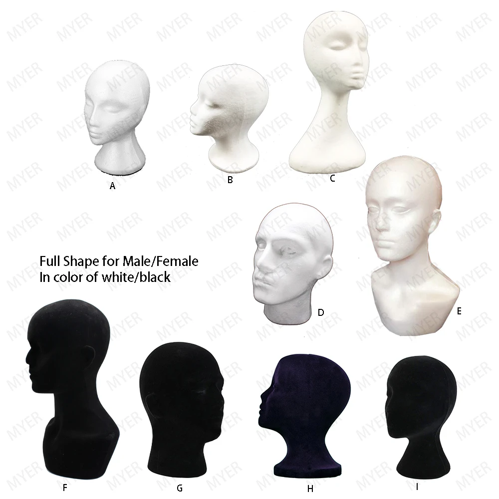 Female Head Model Wig Hair Glasses Hat Display Styrofoam Foam Mannequin 