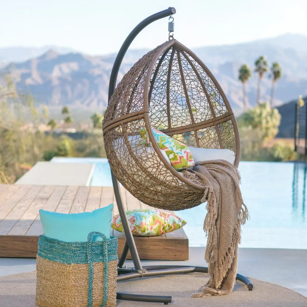 outdoor patio hanging egg chair