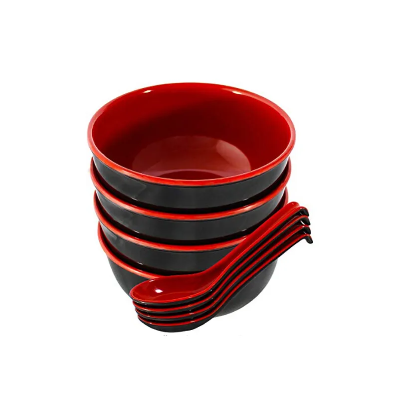 Red Melamine Plastic Ramen Noodle Bowl 8in #6028A-BR S-2375 