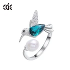 Silver Jewelry Silver Women Crystal Bird Real Silver Jewelry 925 Sterling Rings