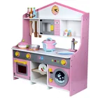 Toys Kids Kitchen Toy Big Pink Cooking Kitchen Set Toys For Kids Pretend Play Wooden Toys Kitchen