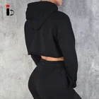 Cotton Women Cotton Hoodie Women OEM Service Gym Cotton Spandex Classical Crop Hoodie For Women