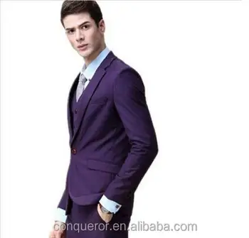 slim fit formal business coat pant men royal purple suit